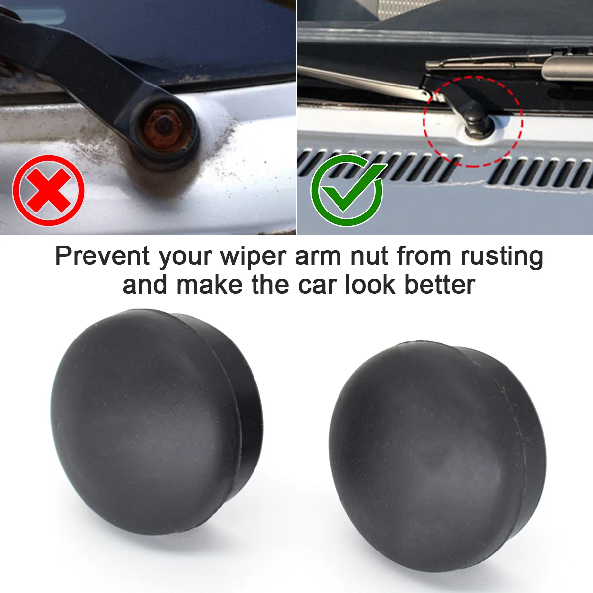 2Pcs Car Front Windscreen Wiper Arm Nut Cap Bolt Cover For Audi A1 A2 A4 B5 B6 B7 B8 A6 C4 C5 C6 C7 Q3 Q5 R8 TT OE# 5N0955205
