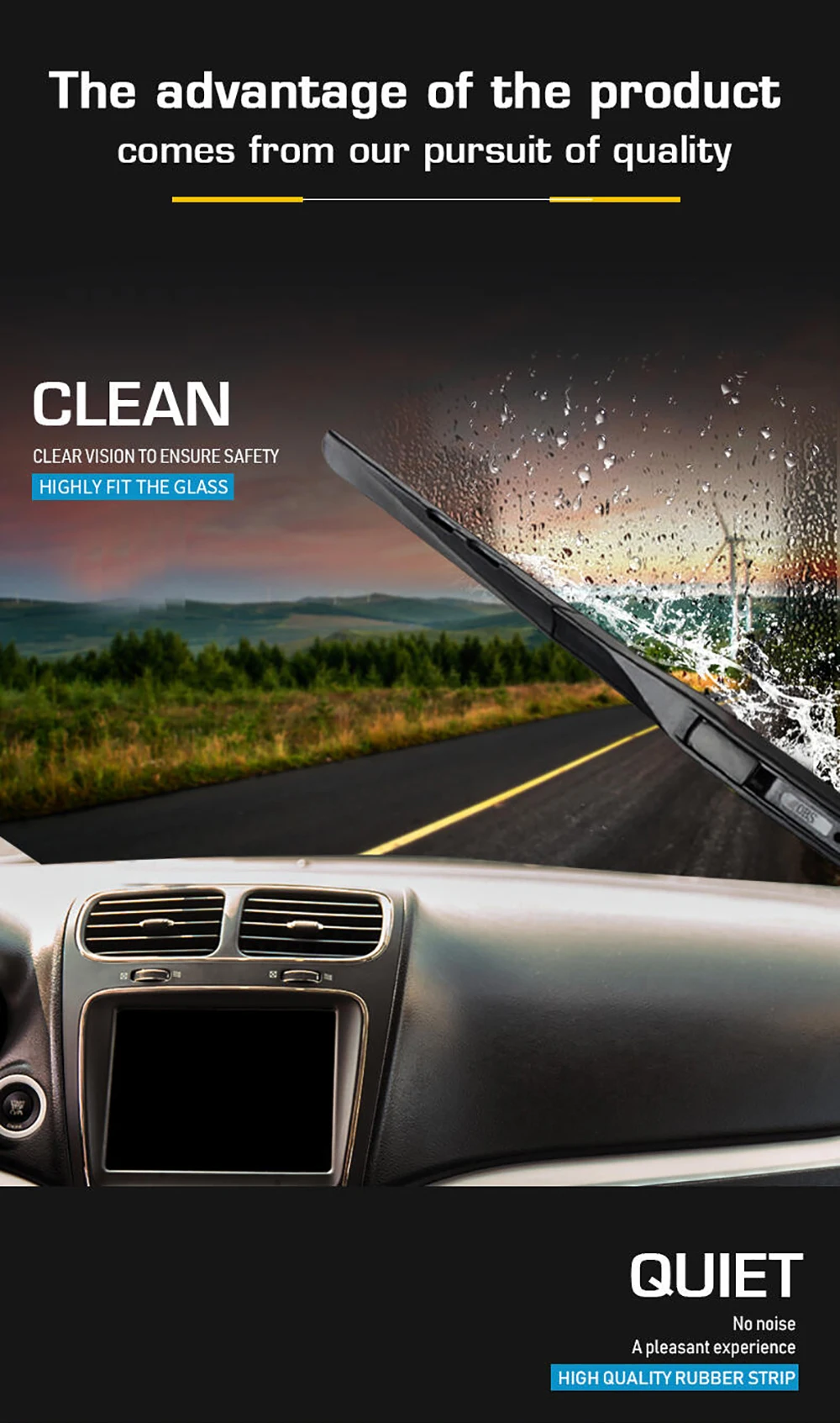 For BMW X3 F25 2010-2017 2011 2012 2013 2014 Wiper Front & Rear Wiper Blades Windshield Windscreen Window Brushes 26"+20"+13"