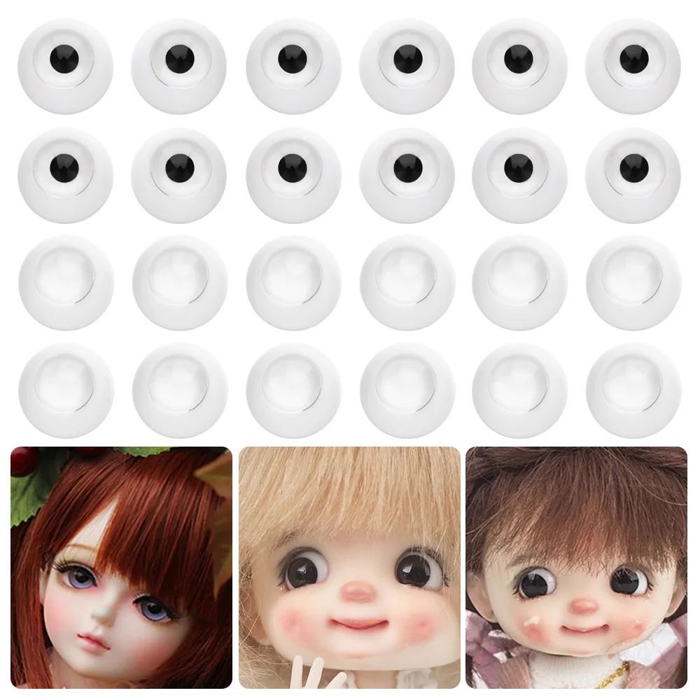 1Set 8~26mm Safety Acrylic Doll Eyes Half Round Eyeball Transparent&Black Eye Patch DIY Doll Toys Accessories Gifts