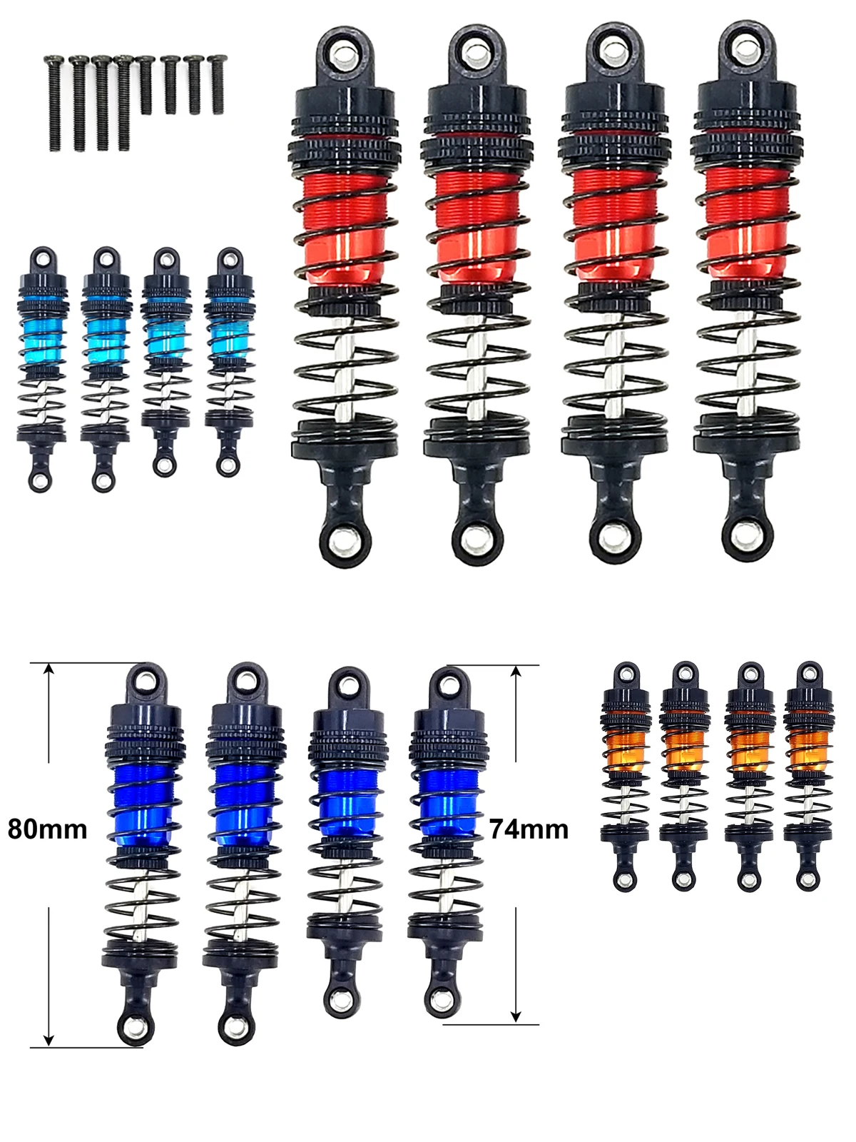 Wltoys Upgraded Shock Absorber 1/12 Front / Rear Metal Spring Damper For 124016/124017/124018/124019 RC Car Spare Parts