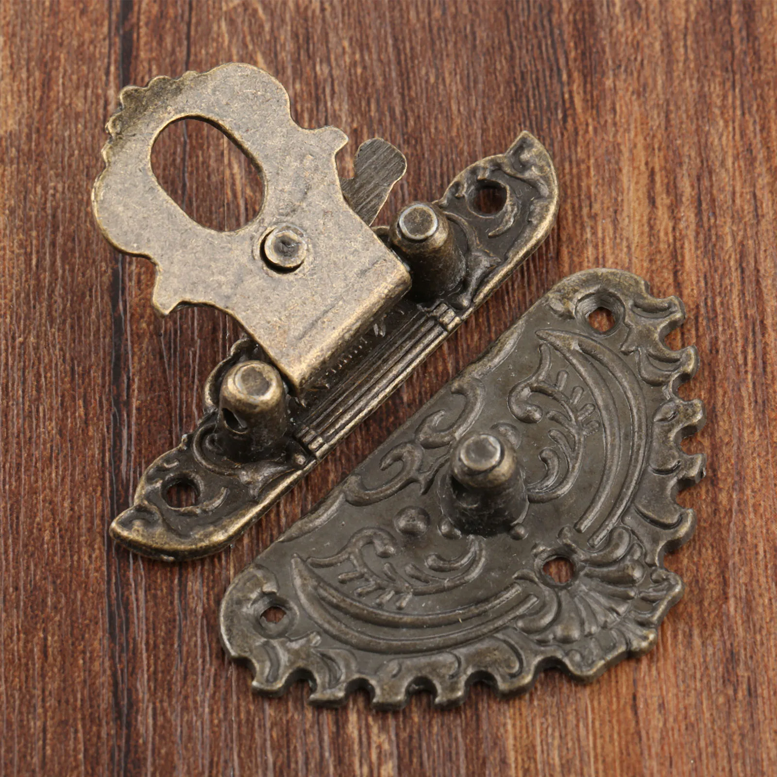 1pc Antique Bronze Hasp Latch Jewelry Wooden Box Lock Mini Cabinet Buckle Case Locks Decorative Handle 50*56mm