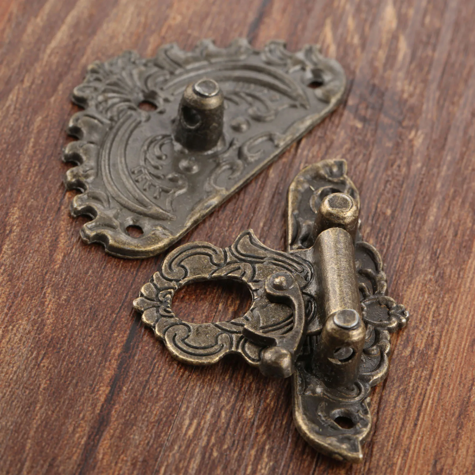 1pc Antique Bronze Hasp Latch Jewelry Wooden Box Lock Mini Cabinet Buckle Case Locks Decorative Handle 50*56mm