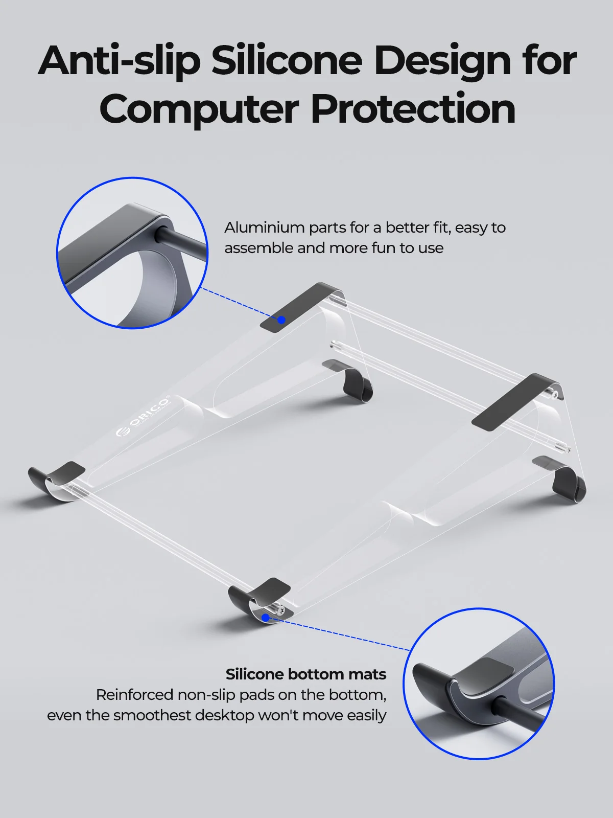 ORICO Laptop Vertical Stand Aluminium Fordable Tablet Holder 2-in-1 Stand Support Detachable for 10-17.4 inch PC Macbook Stand