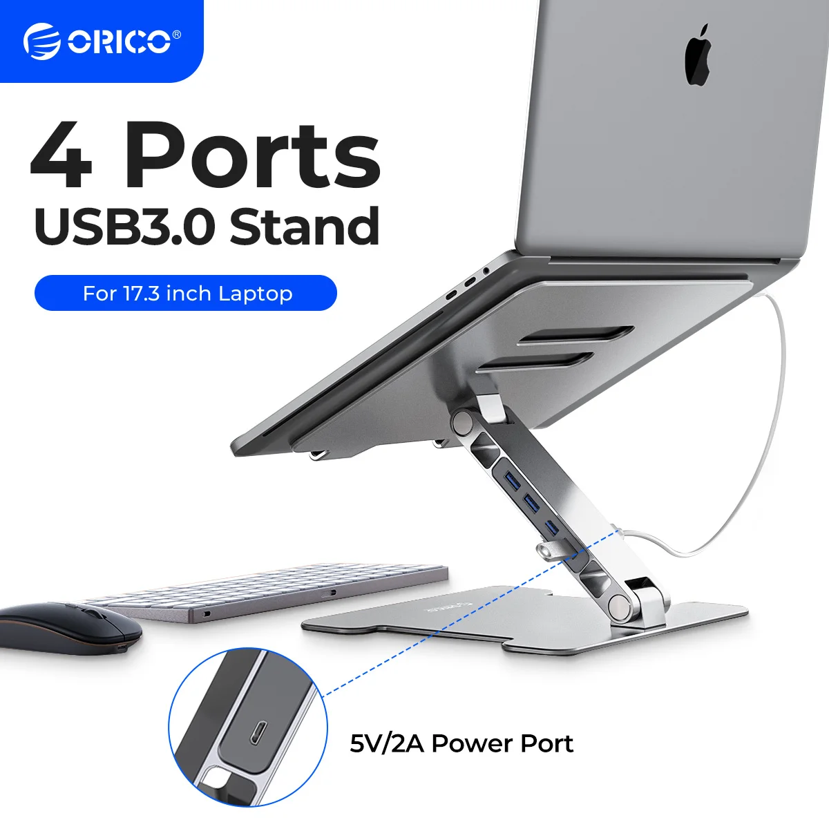 ORICO Laptop Vertical Stand Aluminium Fordable Tablet Holder 2-in-1 Stand Support Detachable for 10-17.4 inch PC Macbook Stand