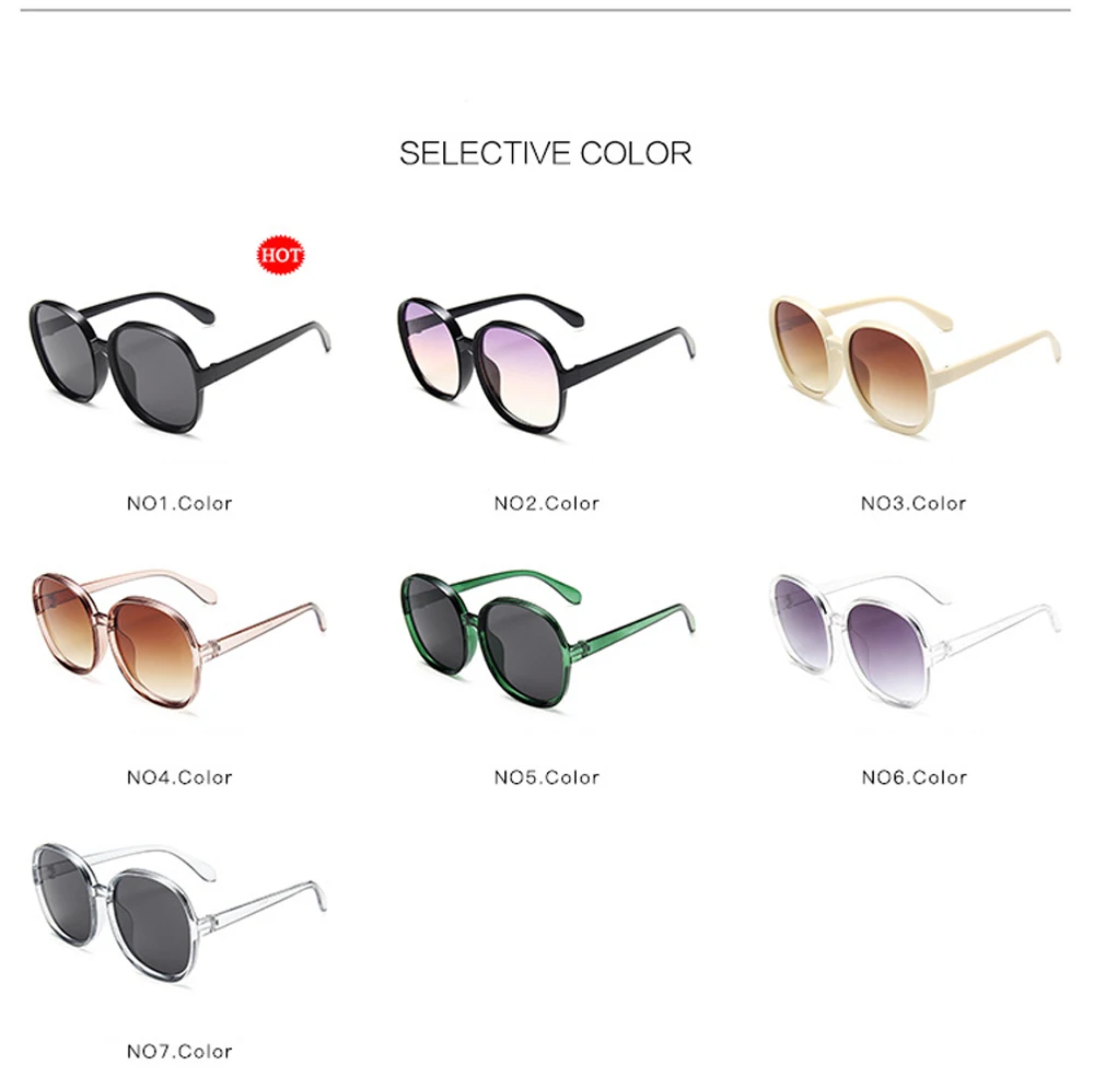 New Round Frame Sunglasses Women Retro Brand Designer Brown Black Oversized Lady Sun Glasses Female Fashion Outdoor Driving