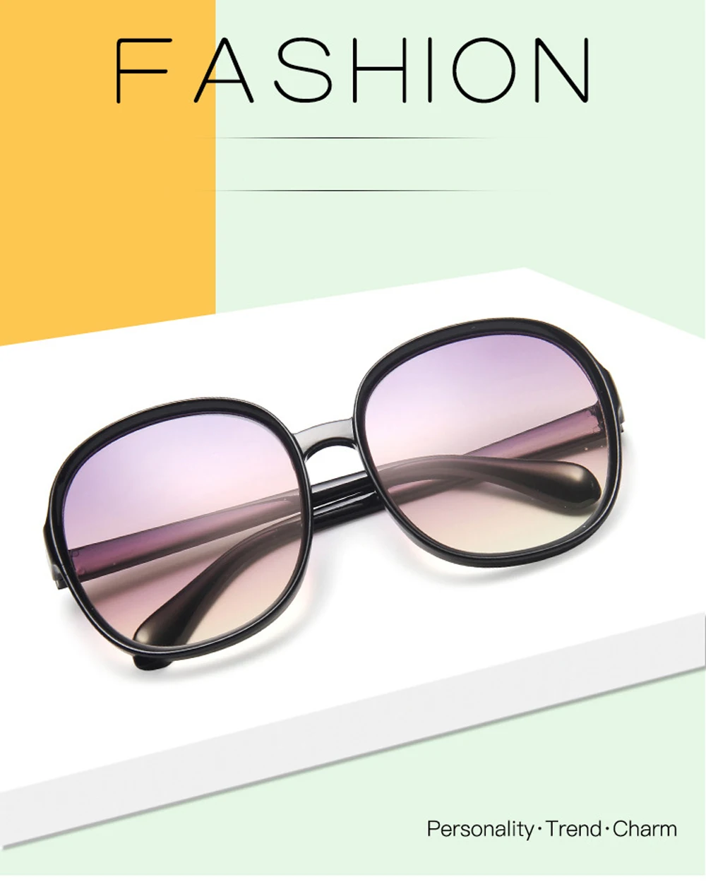 New Round Frame Sunglasses Women Retro Brand Designer Brown Black Oversized Lady Sun Glasses Female Fashion Outdoor Driving