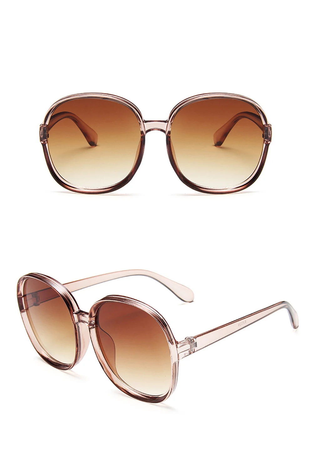 New Round Frame Sunglasses Women Retro Brand Designer Brown Black Oversized Lady Sun Glasses Female Fashion Outdoor Driving