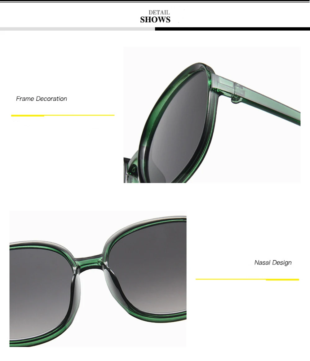 New Round Frame Sunglasses Women Retro Brand Designer Brown Black Oversized Lady Sun Glasses Female Fashion Outdoor Driving