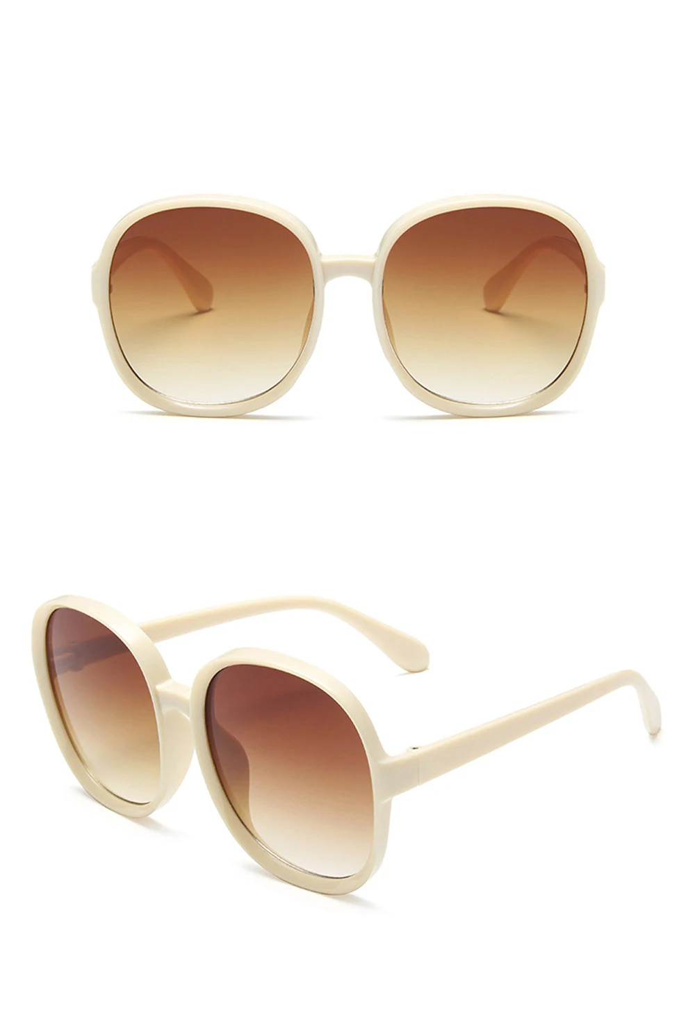 New Round Frame Sunglasses Women Retro Brand Designer Brown Black Oversized Lady Sun Glasses Female Fashion Outdoor Driving