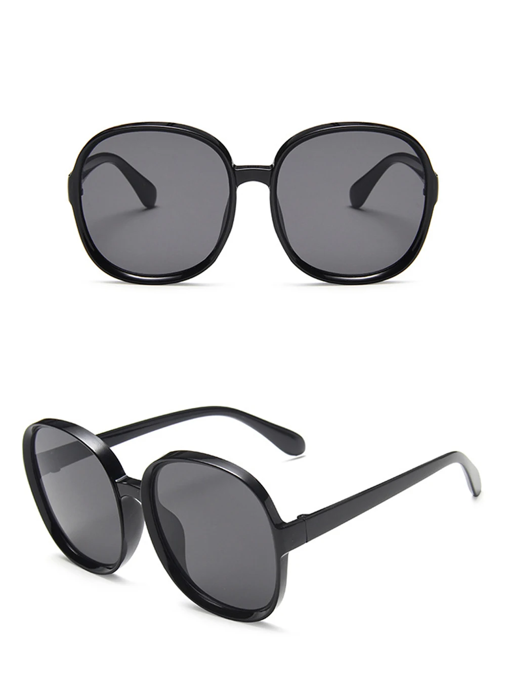 New Round Frame Sunglasses Women Retro Brand Designer Brown Black Oversized Lady Sun Glasses Female Fashion Outdoor Driving