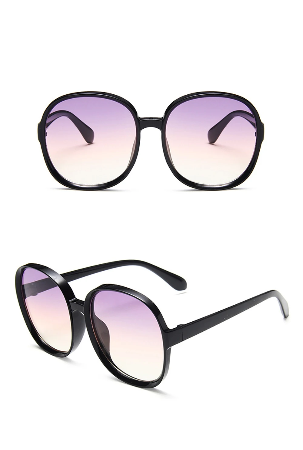 New Round Frame Sunglasses Women Retro Brand Designer Brown Black Oversized Lady Sun Glasses Female Fashion Outdoor Driving