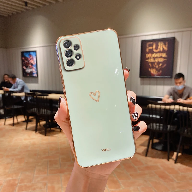Love Heart Phone Case On For Samsung Galaxy A32 A 32 A52 A72 A 52 4G 5G A52S A53 A23 A33 A73 A12 A54 A34 Silicone Luxury Cover