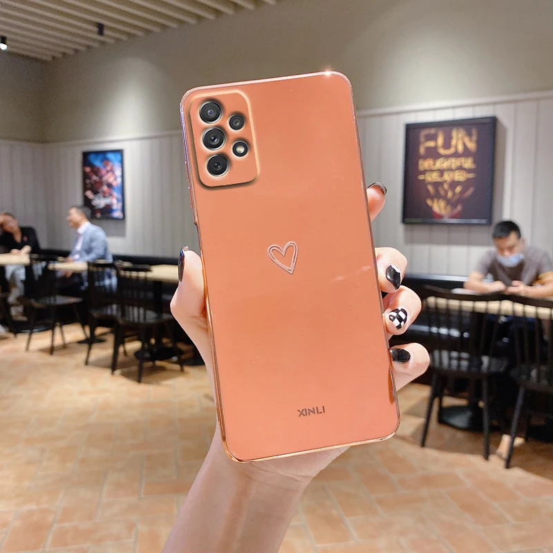 Love Heart Phone Case On For Samsung Galaxy A32 A 32 A52 A72 A 52 4G 5G A52S A53 A23 A33 A73 A12 A54 A34 Silicone Luxury Cover