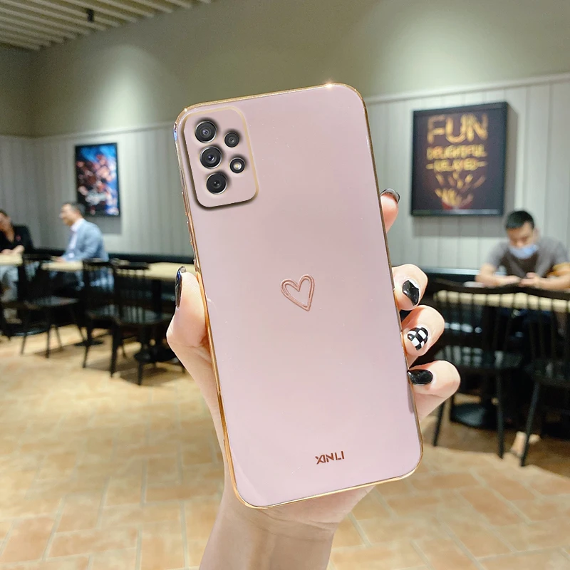 Love Heart Phone Case On For Samsung Galaxy A32 A 32 A52 A72 A 52 4G 5G A52S A53 A23 A33 A73 A12 A54 A34 Silicone Luxury Cover