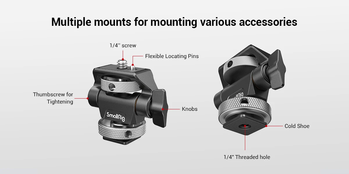 SmallRig Quick Release Monitor Holder Camera Clamp Swivel and Adjustable Monitor Mount with Cold Shoe/ARRI/NATO Mount 2905B