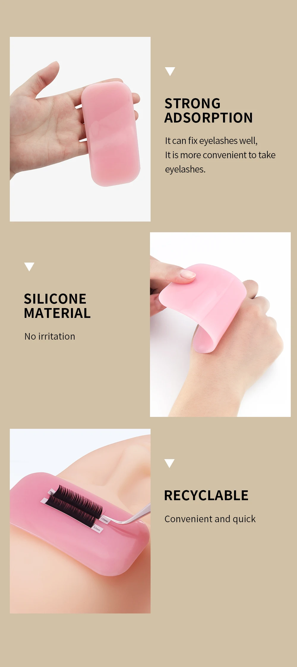 ANNAFRIS Silicone Forehead Sticking Eyelash Grafting Pallet Pad Easy To Clean Reusable Lash Extension Silica Gel Tray Holder