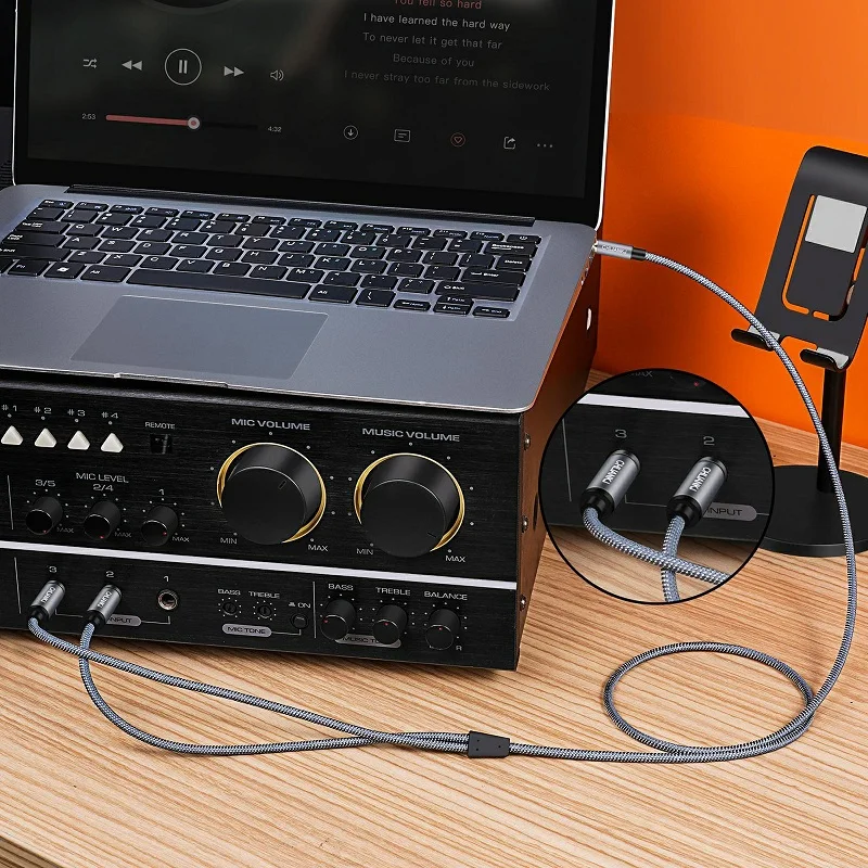 Shuliancable 3.5 Mm 1/8 TRS to Dual 6.35 Mm 1/4 TS Cable, Suitable for iPhone, iPod, Multimedia Speakers