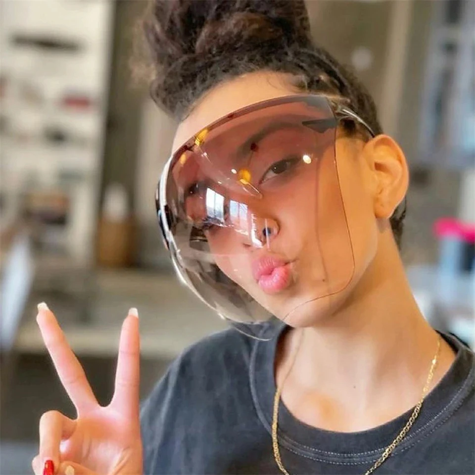 Oversized Faceshield Protective Glasses Goggles Men Women Anti-Spray Mask Protective Anti-Fogging Safety Sunglasses UV400 Shades
