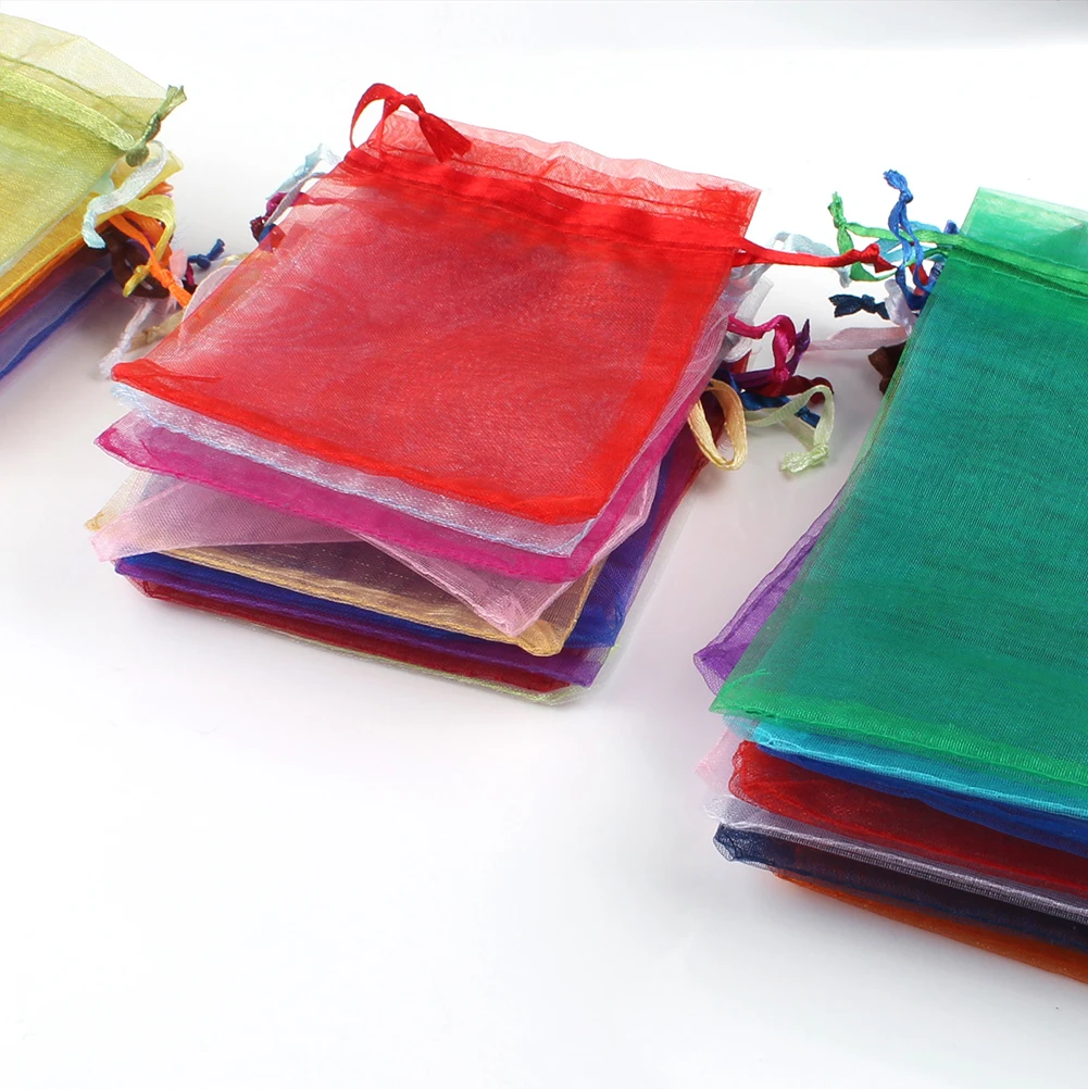 50Pcs/lot Organza Bag Jewelry Tulle Drawstring Bag Jewelry Packaging Display & Jewelry Pouches Wedding Gift