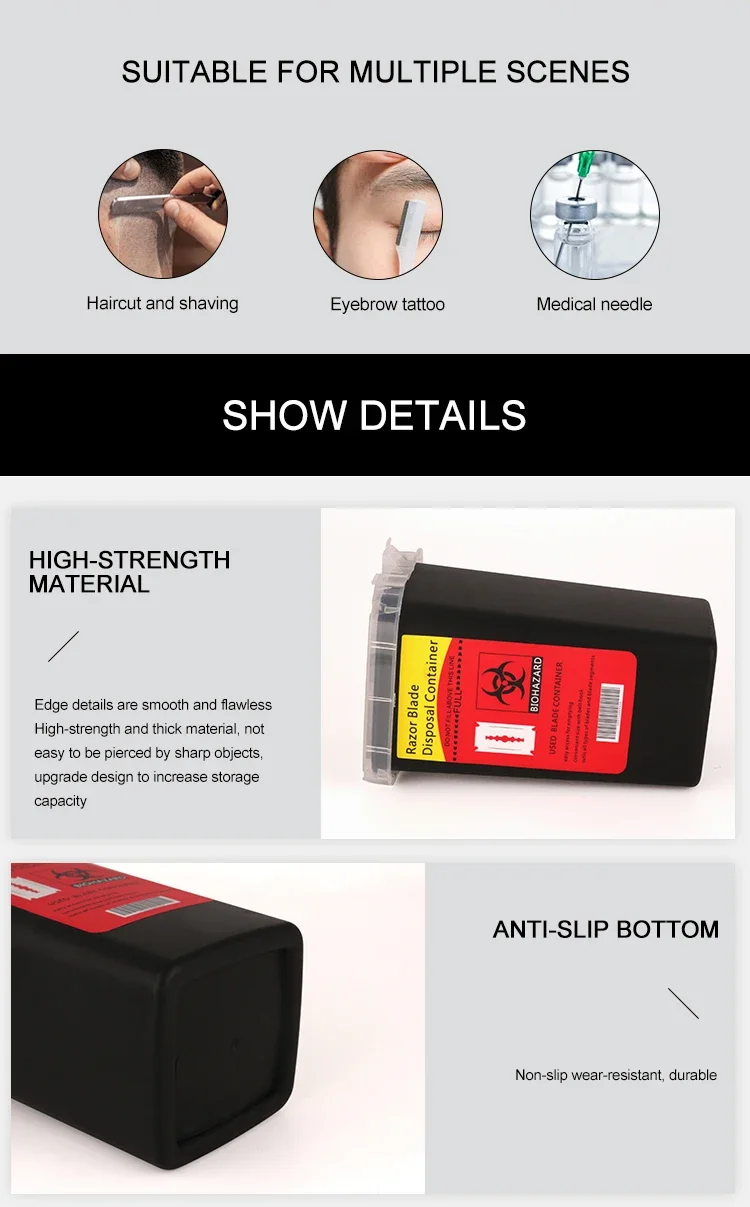 Barber Shop Accessories Feather Razor Blade Disposal Case Trash Can Easy to Be Cleaned Disposable Recycling Bin Box