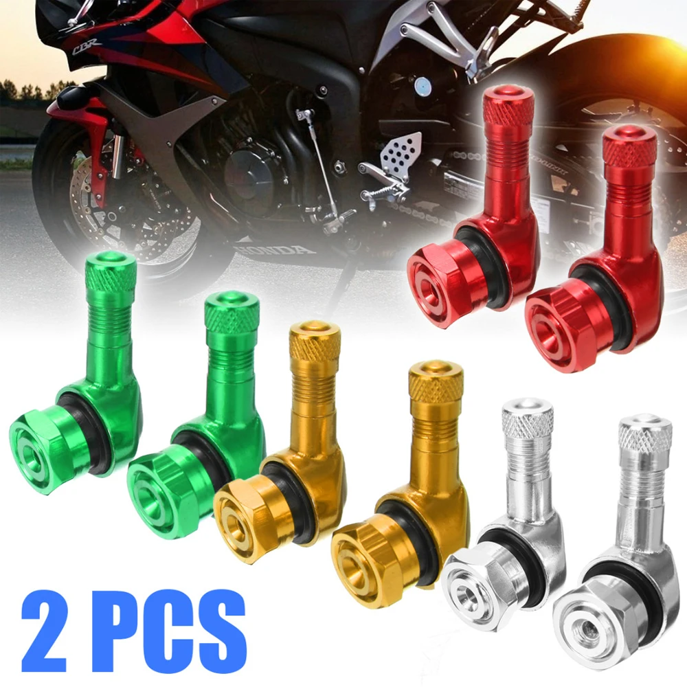DSYCAR 2Pcs 90 Degree CNC Motorcycle Tire Valve Stems -Universal Motorcycle Aluminum Wheels Tire NCY Leak-proof TWPO Valve Caps