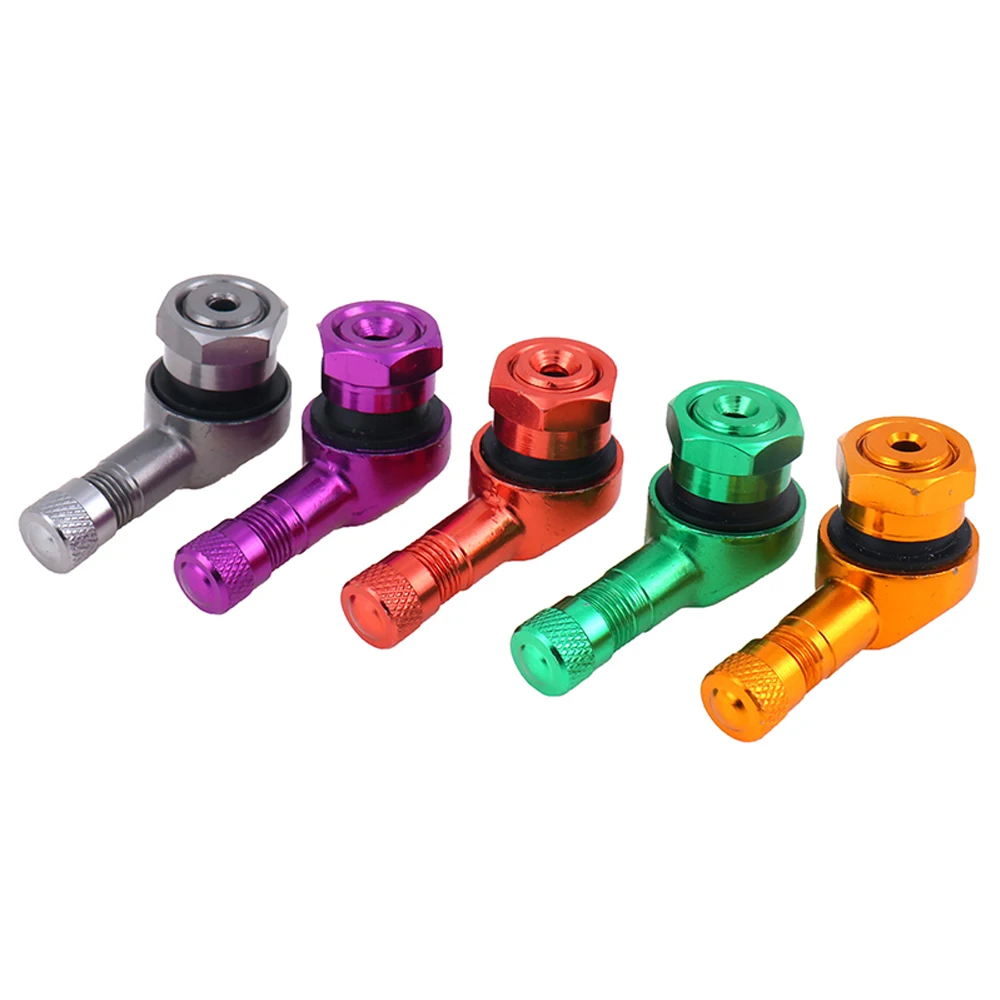 DSYCAR 2Pcs 90 Degree CNC Motorcycle Tire Valve Stems -Universal Motorcycle Aluminum Wheels Tire NCY Leak-proof TWPO Valve Caps
