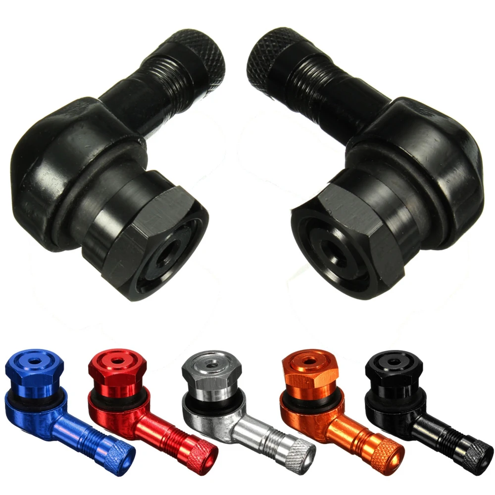 DSYCAR 2Pcs 90 Degree CNC Motorcycle Tire Valve Stems -Universal Motorcycle Aluminum Wheels Tire NCY Leak-proof TWPO Valve Caps
