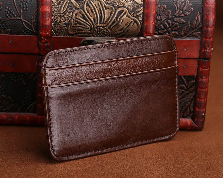 New Arrival Thin Vintage Men's Genuine Leather Small Wallet Slim Credit Card Holder Money Bag ID Card Case Mini Purse For Male