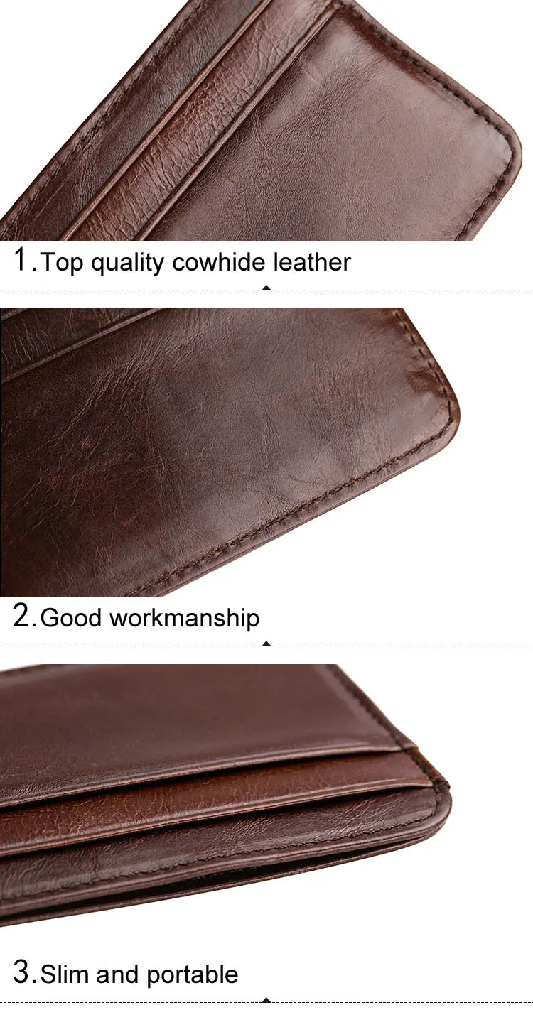 New Arrival Thin Vintage Men's Genuine Leather Small Wallet Slim Credit Card Holder Money Bag ID Card Case Mini Purse For Male