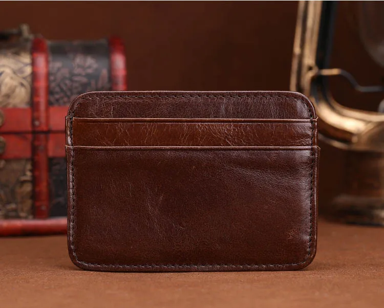 New Arrival Thin Vintage Men's Genuine Leather Small Wallet Slim Credit Card Holder Money Bag ID Card Case Mini Purse For Male