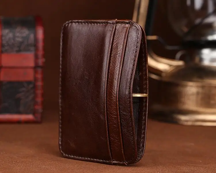 New Arrival Thin Vintage Men's Genuine Leather Small Wallet Slim Credit Card Holder Money Bag ID Card Case Mini Purse For Male
