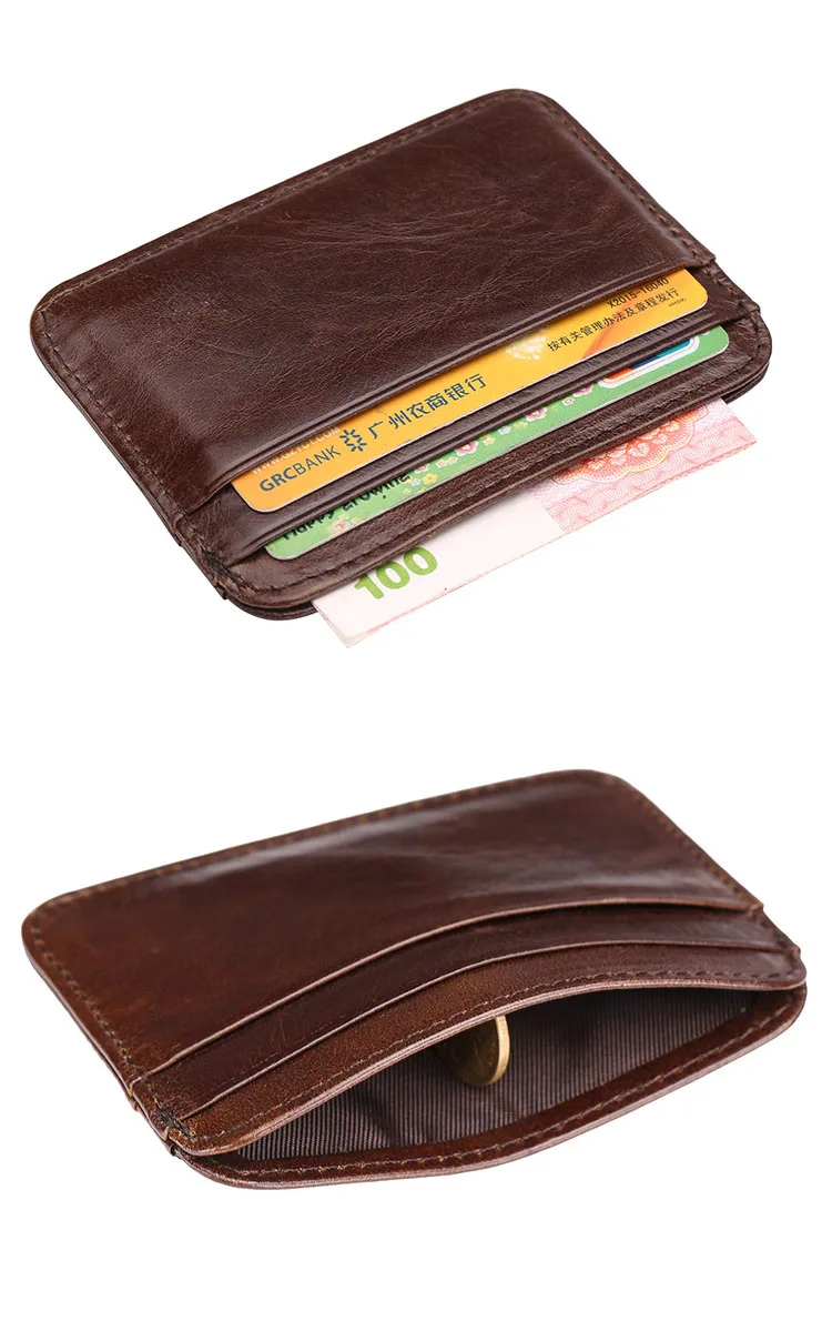 New Arrival Thin Vintage Men's Genuine Leather Small Wallet Slim Credit Card Holder Money Bag ID Card Case Mini Purse For Male