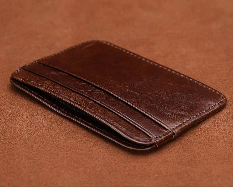 New Arrival Thin Vintage Men's Genuine Leather Small Wallet Slim Credit Card Holder Money Bag ID Card Case Mini Purse For Male