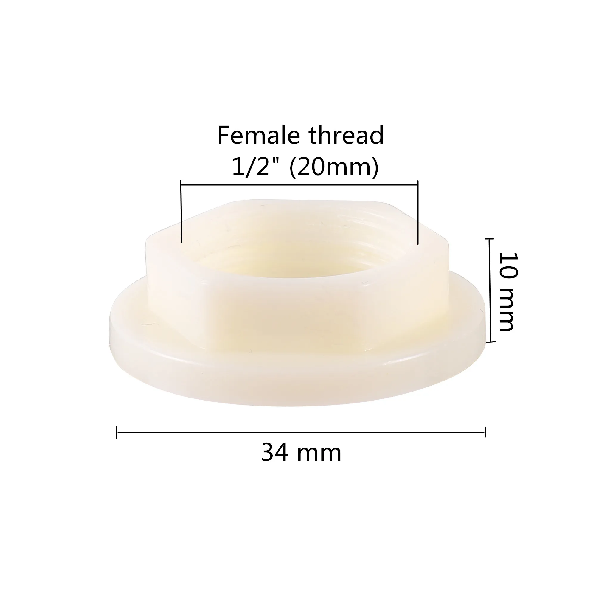 5Pcs Flange 1/2" Female Thread Plastic Nuts Lock Nut Outer Hexagon Fastening Nut With Sealing Ring Pipeline Water Tank Accessori