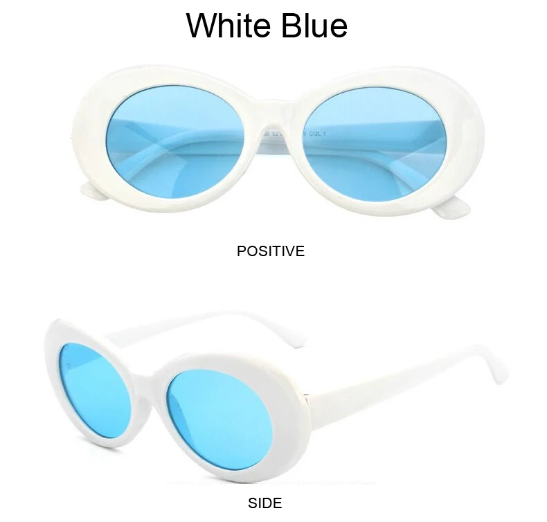 Kurt Cobain Round Sun Glasses Fashion Retro Oval Style Sunglasses Woman Ladies White Black Vintage Oculos De Sol Feminino