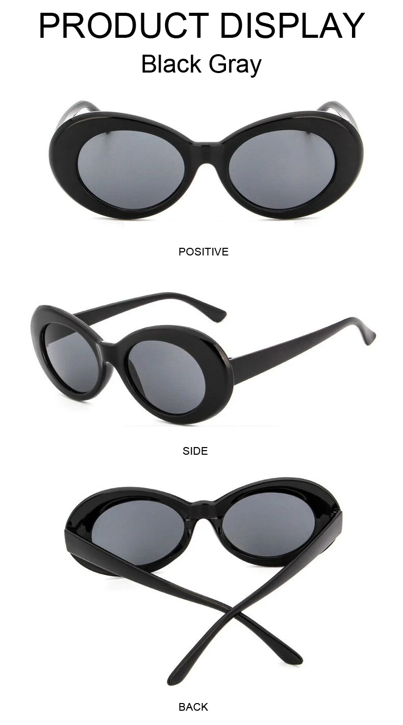 Kurt Cobain Round Sun Glasses Fashion Retro Oval Style Sunglasses Woman Ladies White Black Vintage Oculos De Sol Feminino