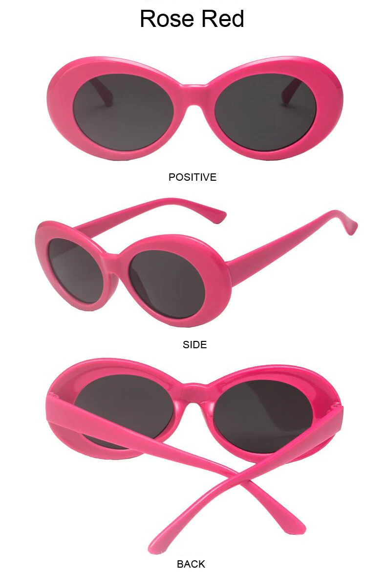 Kurt Cobain Round Sun Glasses Fashion Retro Oval Style Sunglasses Woman Ladies White Black Vintage Oculos De Sol Feminino