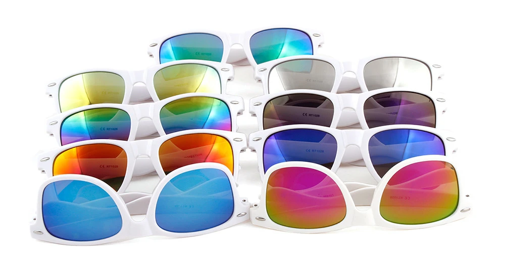 Cool Sunglasses White PC Frame Glasses Men Women Sun Glasses Sun Goggles Eyewear Unisex Sunglasses Reflective Film Sunglasses