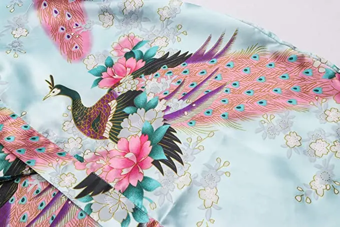 Satin Silk Women Wedding Bridemaid Robe Sexy Crane Print Bathrobe Short Long Kimono Night Gown Robe Fashion Dressing Gown Female