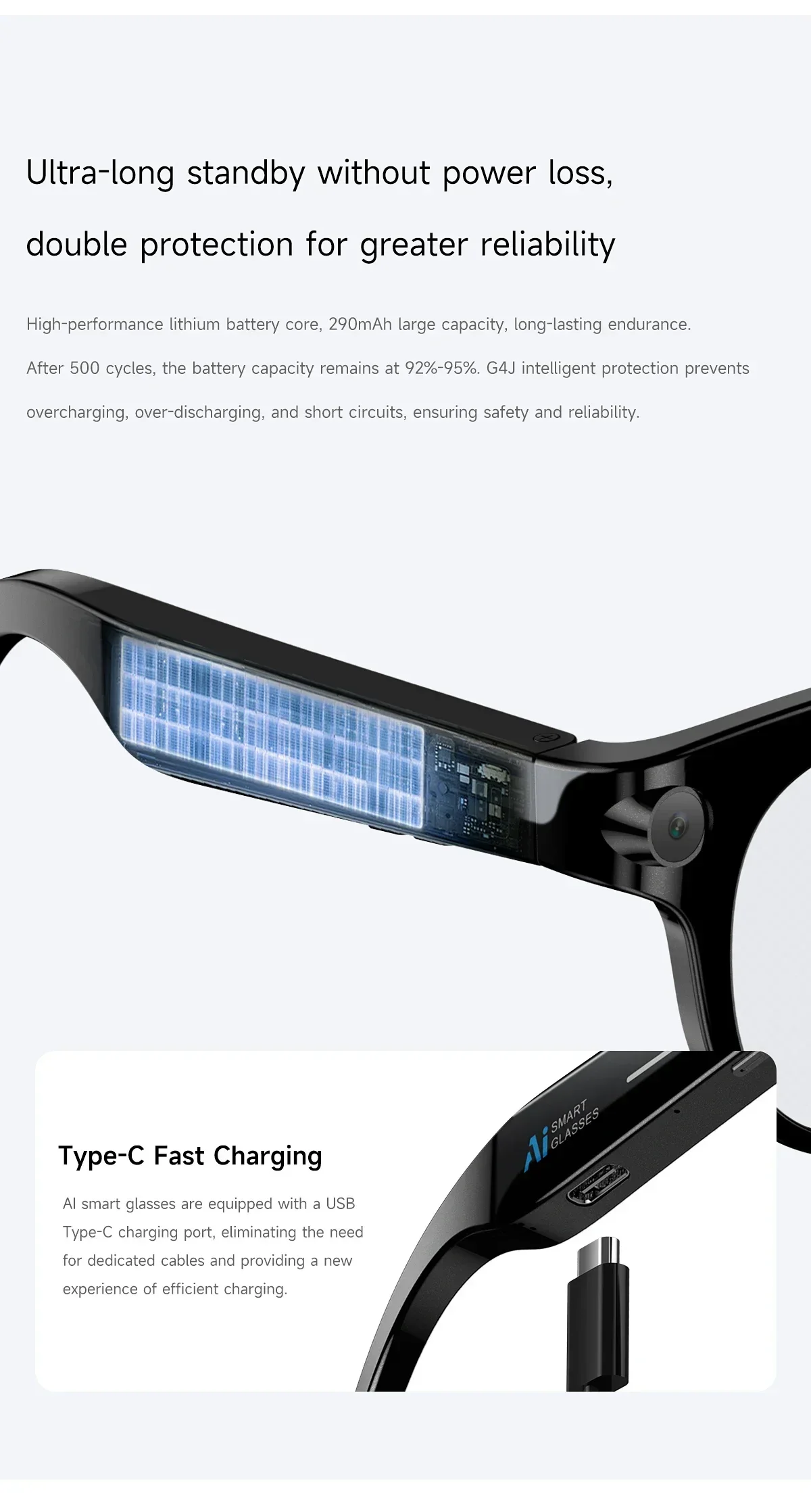Lenovo AI Smart Glasses HD Camera LED Light Translation Dialogue 290mAh Battery Meeting Video Record Outdoor Sports Sunglasses