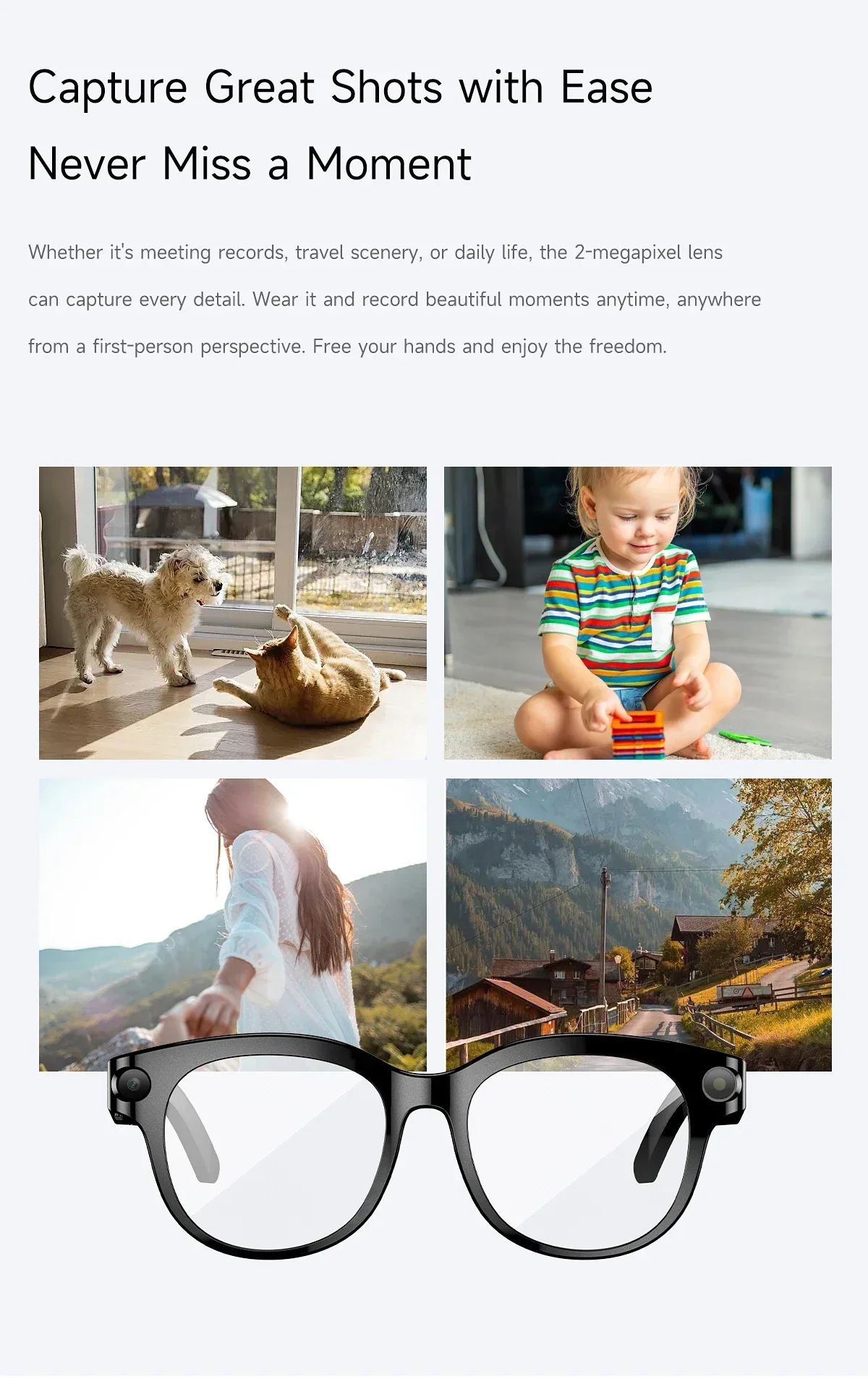 Lenovo AI Smart Glasses HD Camera LED Light Translation Dialogue 290mAh Battery Meeting Video Record Outdoor Sports Sunglasses