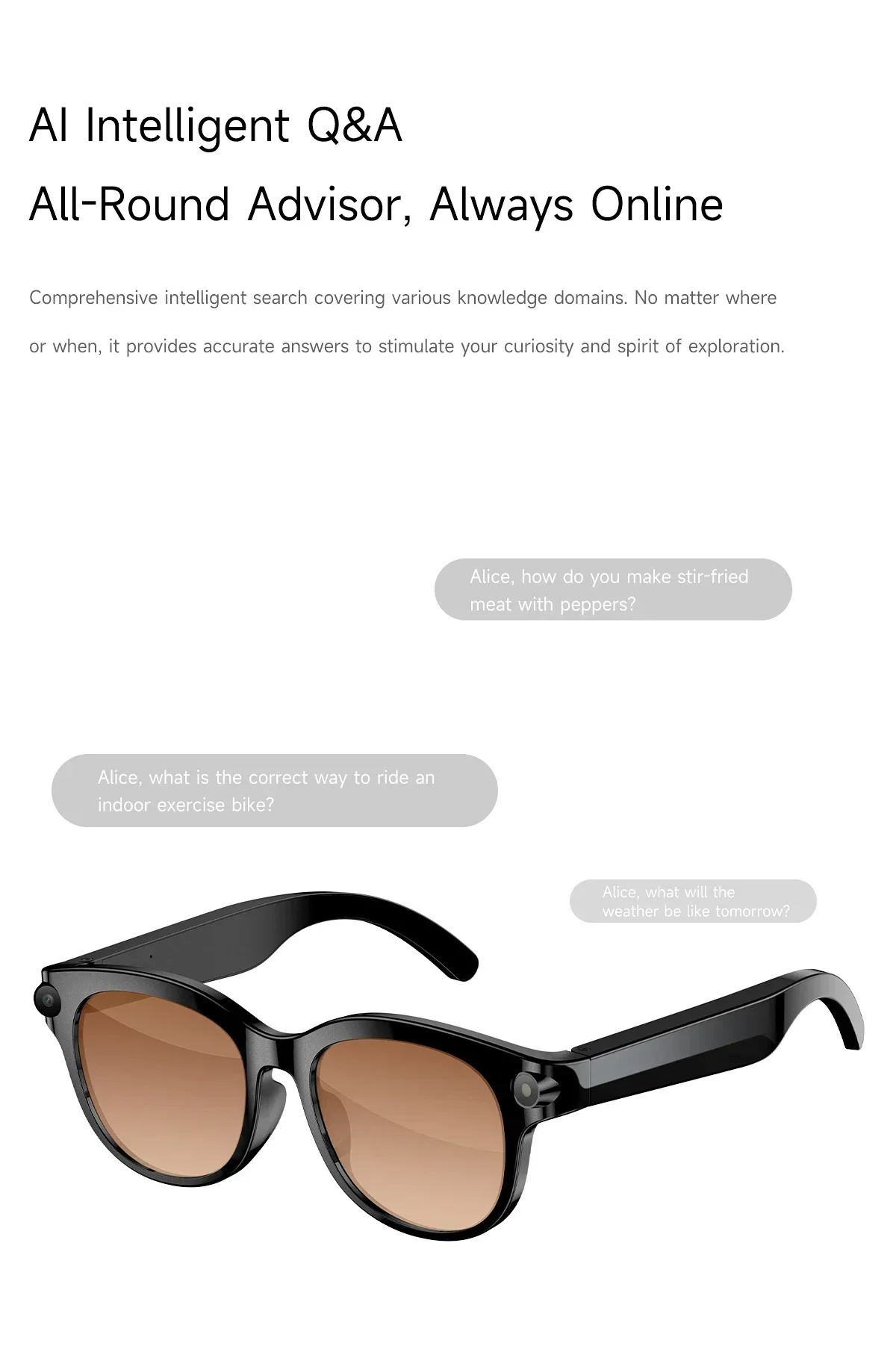 Lenovo AI Smart Glasses HD Camera LED Light Translation Dialogue 290mAh Battery Meeting Video Record Outdoor Sports Sunglasses