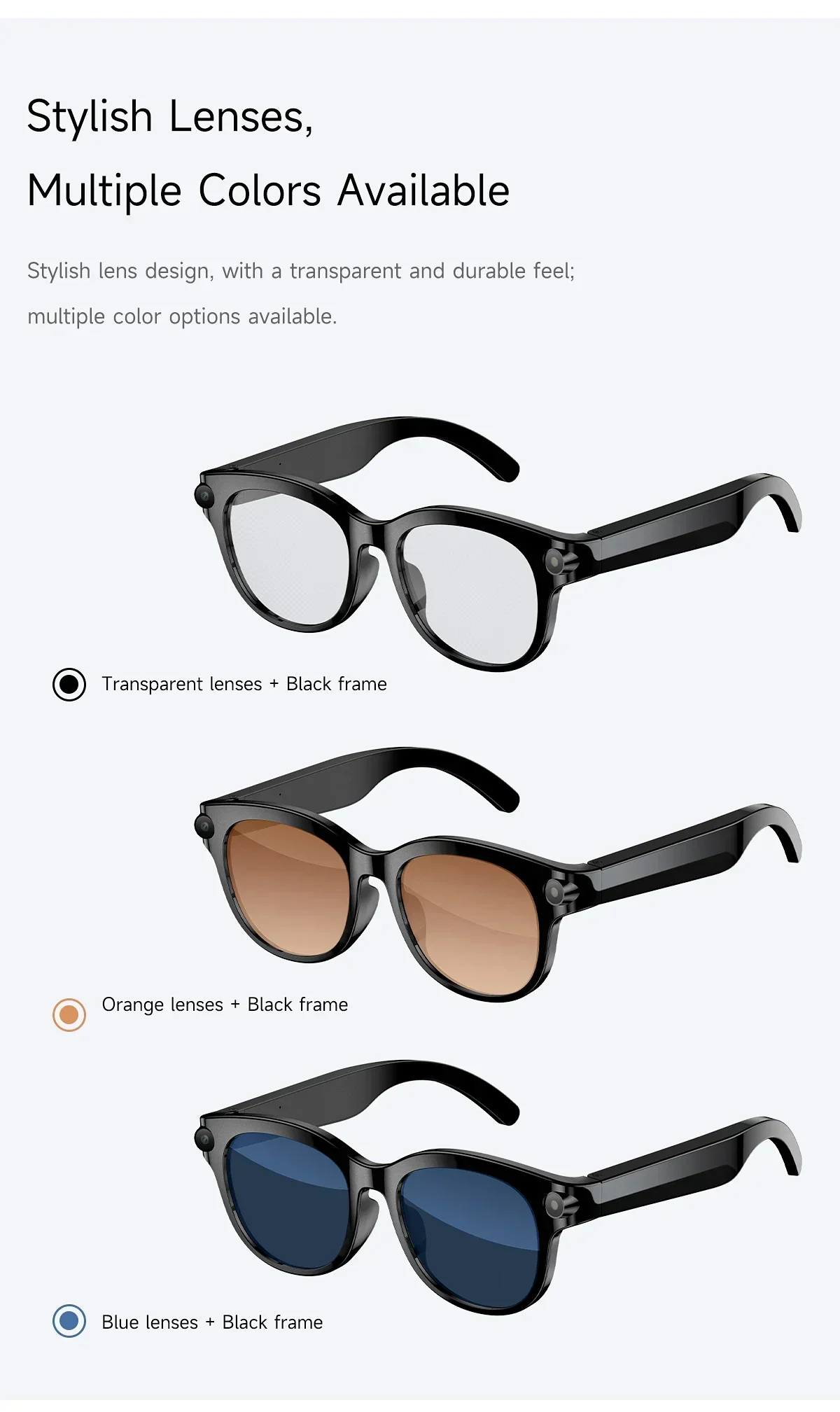 Lenovo AI Smart Glasses HD Camera LED Light Translation Dialogue 290mAh Battery Meeting Video Record Outdoor Sports Sunglasses