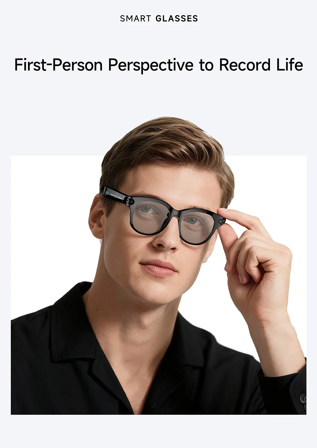 Lenovo AI Smart Glasses HD Camera LED Light Translation Dialogue 290mAh Battery Meeting Video Record Outdoor Sports Sunglasses