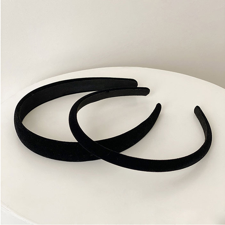 SWINATE Fashion Women Basic Black Velvet Hairband Double Size Headband Stretch Hair Hoop Simple Plain Style Easy For Wearing