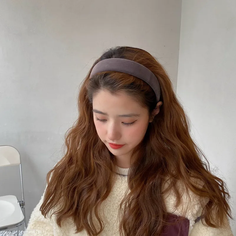 SWINATE Fashion Women Basic Black Velvet Hairband Double Size Headband Stretch Hair Hoop Simple Plain Style Easy For Wearing