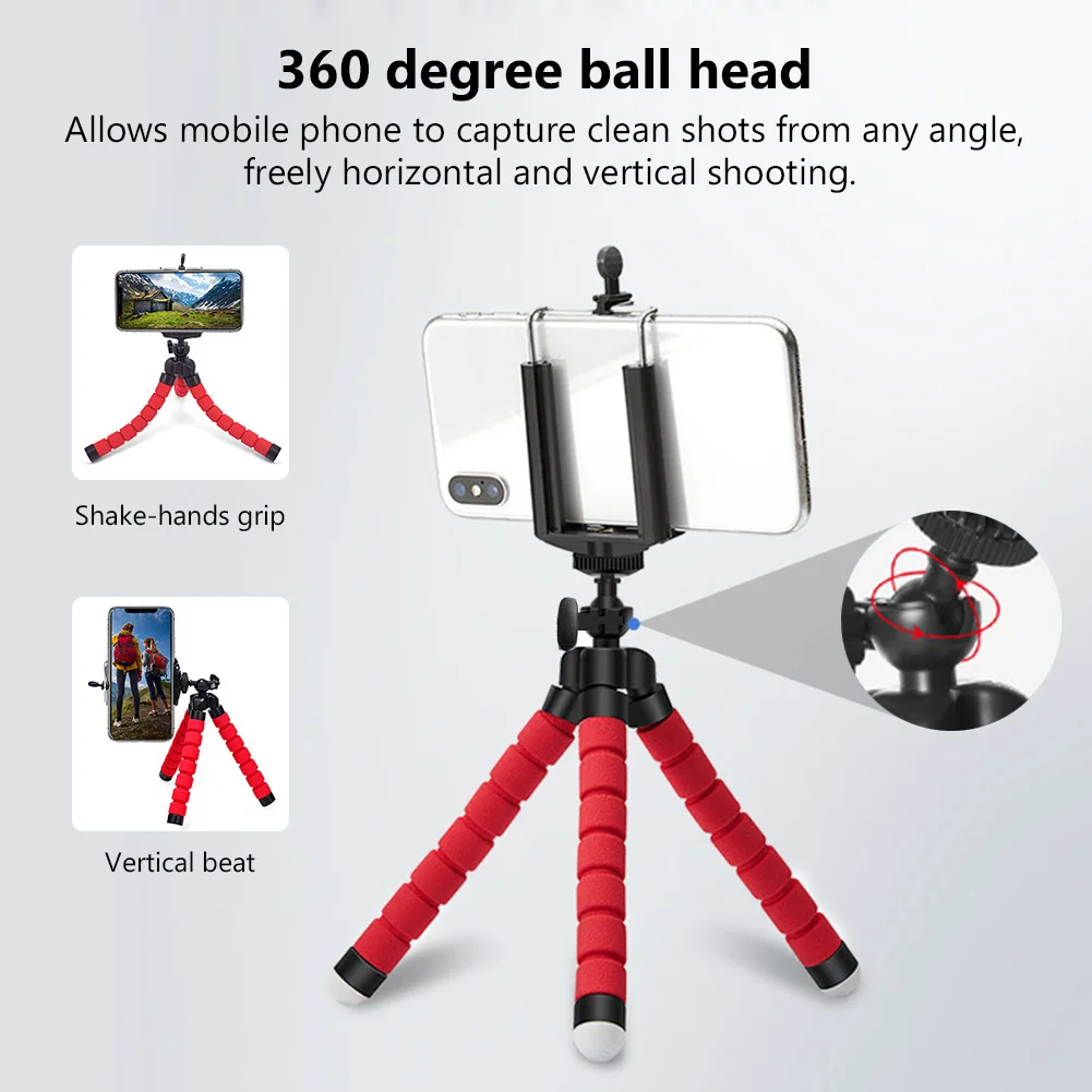Mini Flexible Sponge Octopus Tripod for IPhone Samsung Xiaomi Huawei Mobile Phone Smartphone for Gopro 9 8 7 Camera Phone