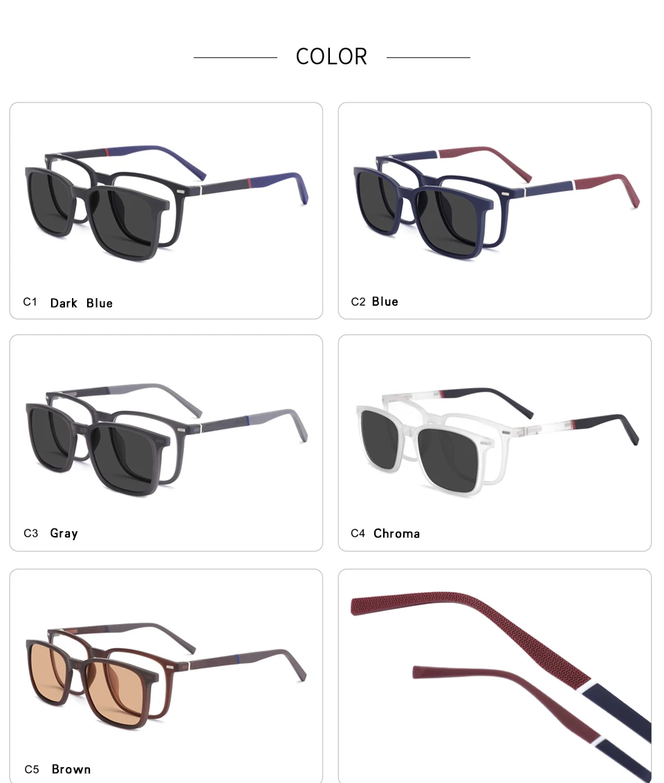 Ceofy Men Eyeglasses 2 In 1 Foldable Cap on Magnetic Optical Myopia Popular Sunglasses Prescription Glasses Frame C8016