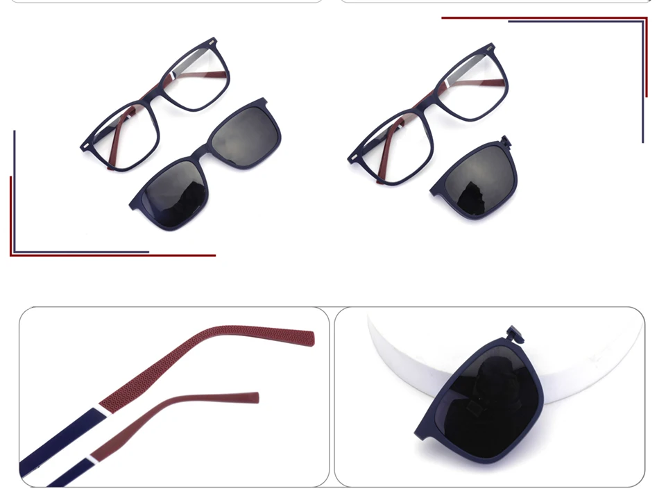 Ceofy Men Eyeglasses 2 In 1 Foldable Cap on Magnetic Optical Myopia Popular Sunglasses Prescription Glasses Frame C8016