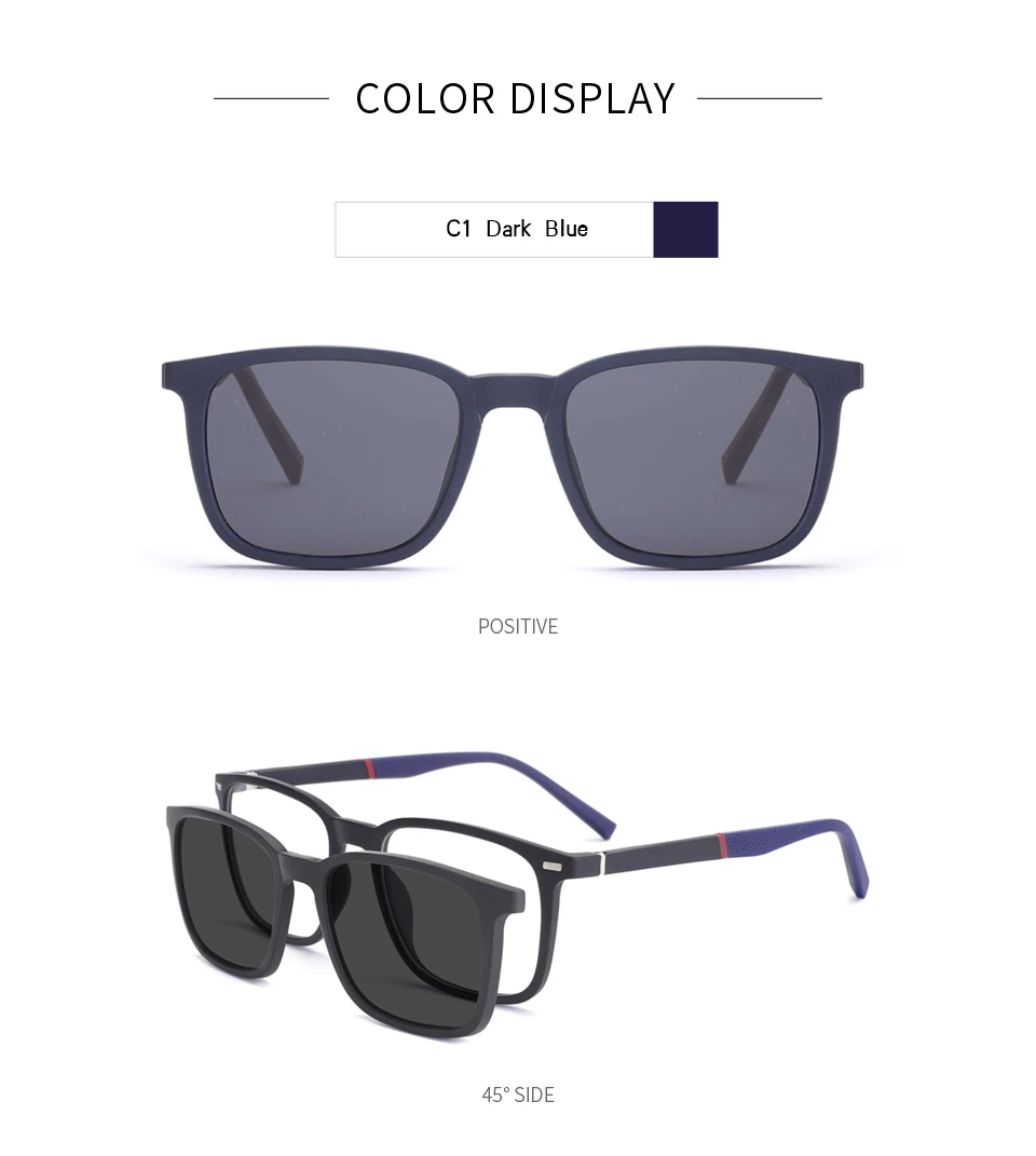 Ceofy Men Eyeglasses 2 In 1 Foldable Cap on Magnetic Optical Myopia Popular Sunglasses Prescription Glasses Frame C8016